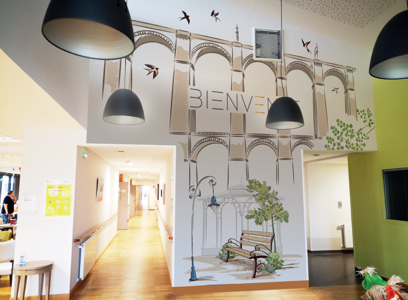 EHPAD Kreizker Cette photo montre le dessin du hall d'accueil d'un client de Nuancier d'Images