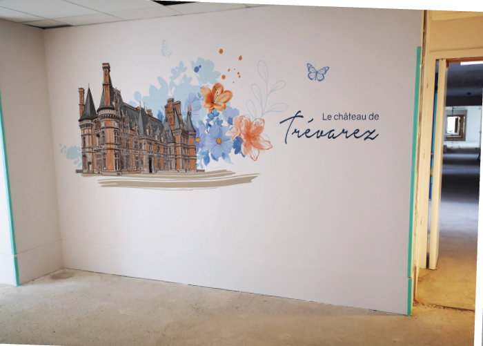 Résidence Le verger d'Yvonne2 Illustration adhésive du château de Trévarez